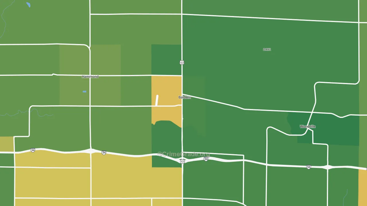 Baldwin, WI Map of Vandalism Rates