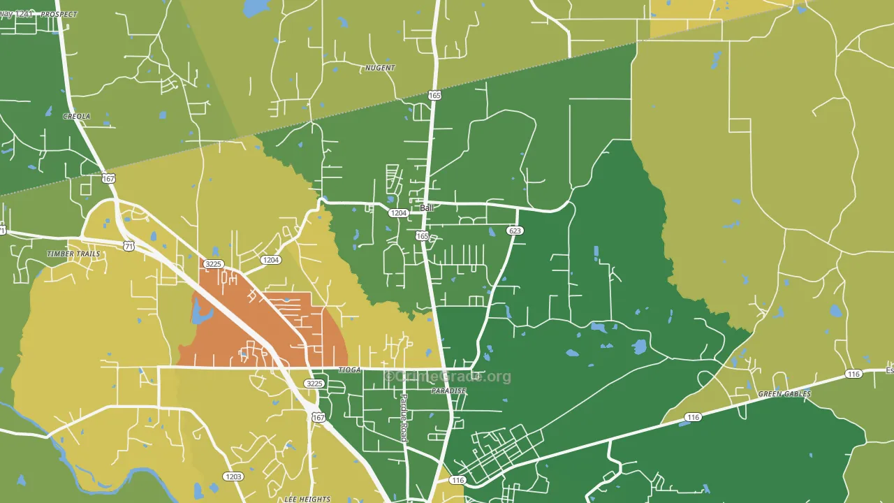 Ball, LA Map of Vandalism Rates