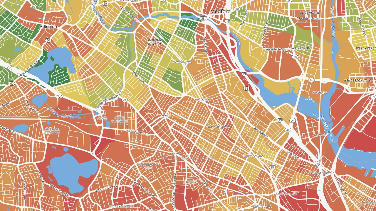 Ball Square, Somerville, MA Map of Vandalism Rates