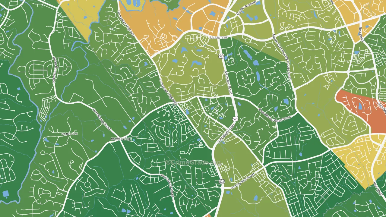 Ballantyne West, Charlotte, NC Map of Vandalism Rates
