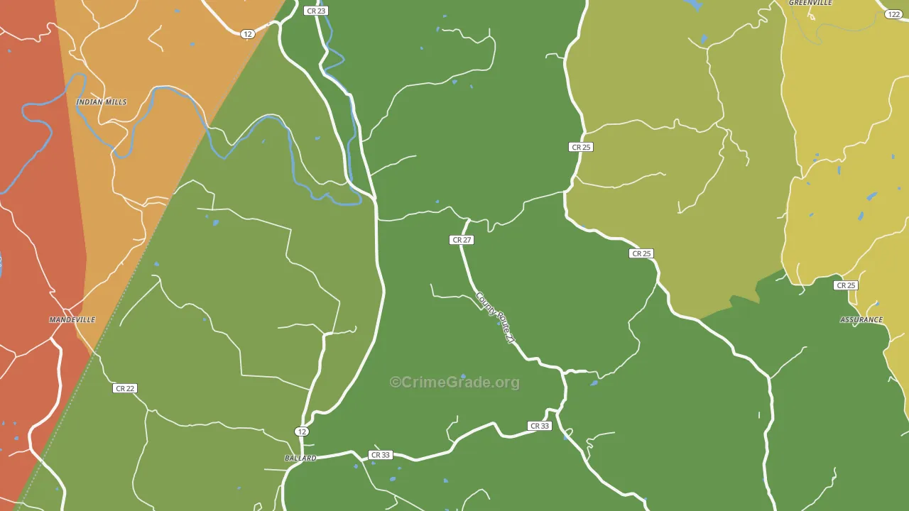 Ballard, WV Map of Vandalism Rates