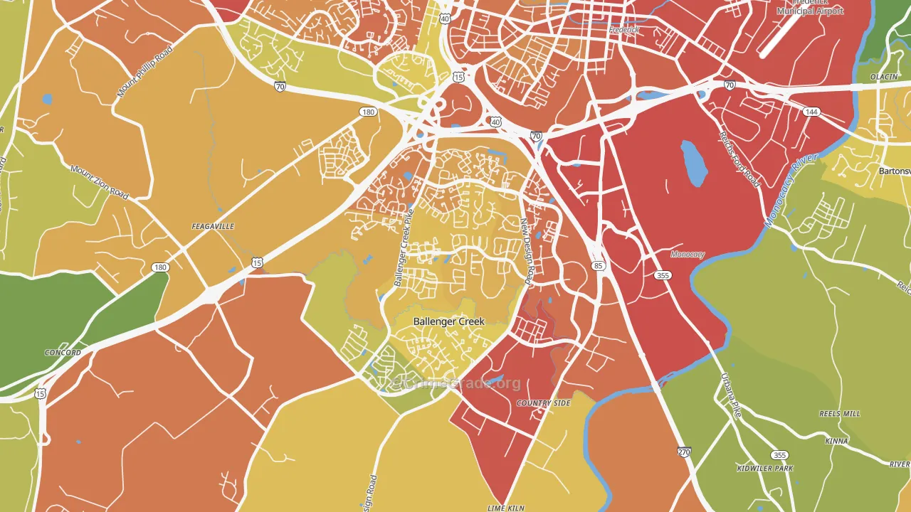 Ballenger Creek, MD Map of Vandalism Rates