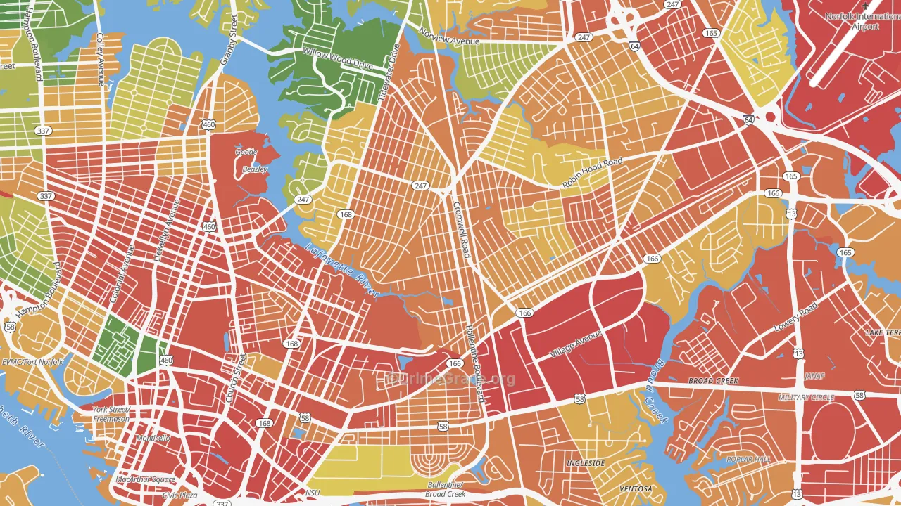 Ballentine Place, Norfolk, VA Map of Vandalism Rates