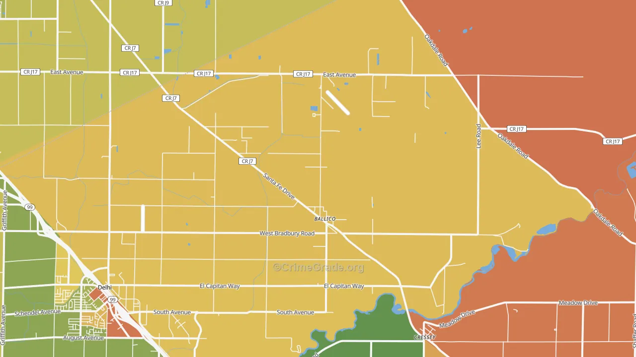 Ballico, CA Map of Vandalism Rates
