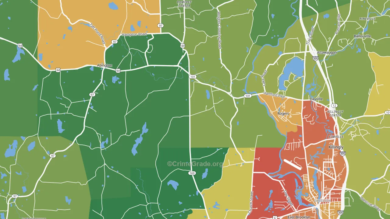 Ballouville, CT Map of Vandalism Rates