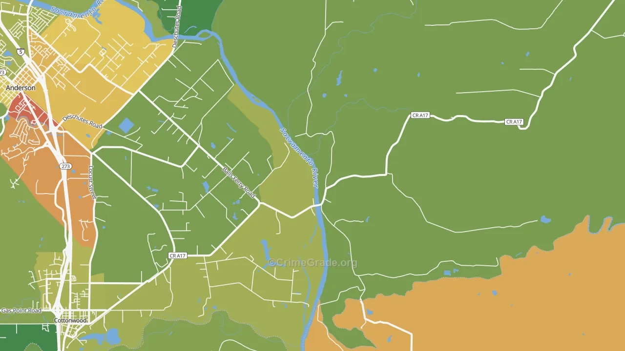 Balls Ferry, CA Map of Vandalism Rates