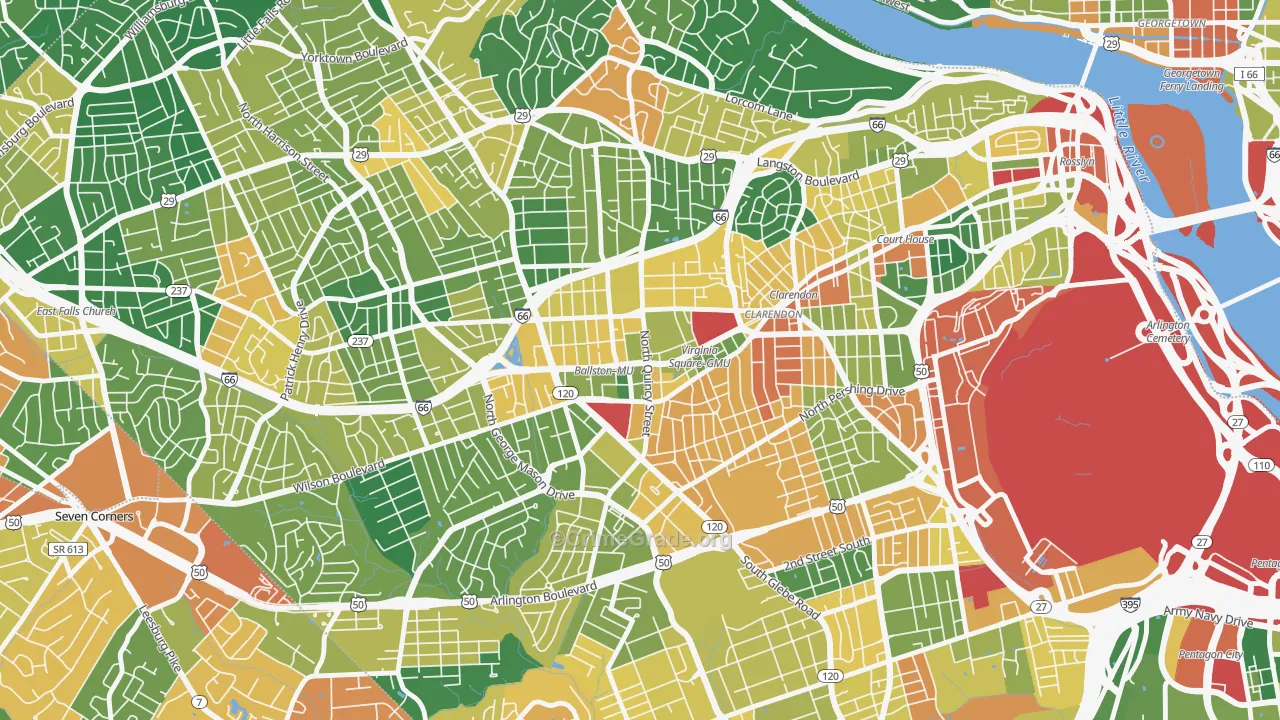 Ballston-Virginia Square, Arlington, VA Map of Vandalism Rates