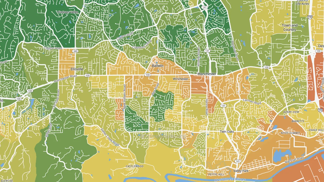 Ballwin, MO Map of Vandalism Rates