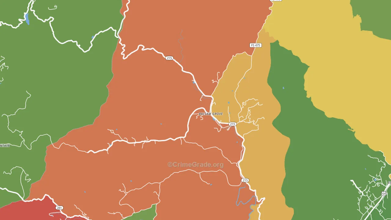 Balsam Grove, NC Map of Vandalism Rates