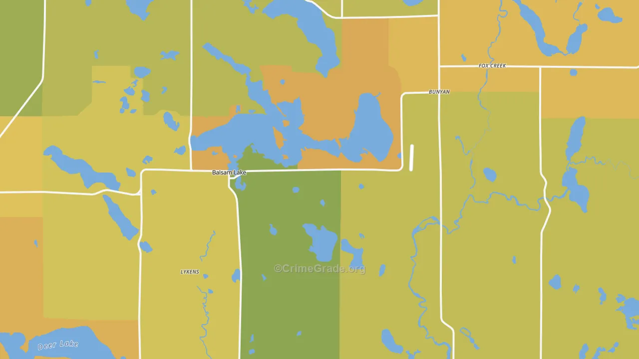 Balsam Lake, WI Map of Vandalism Rates