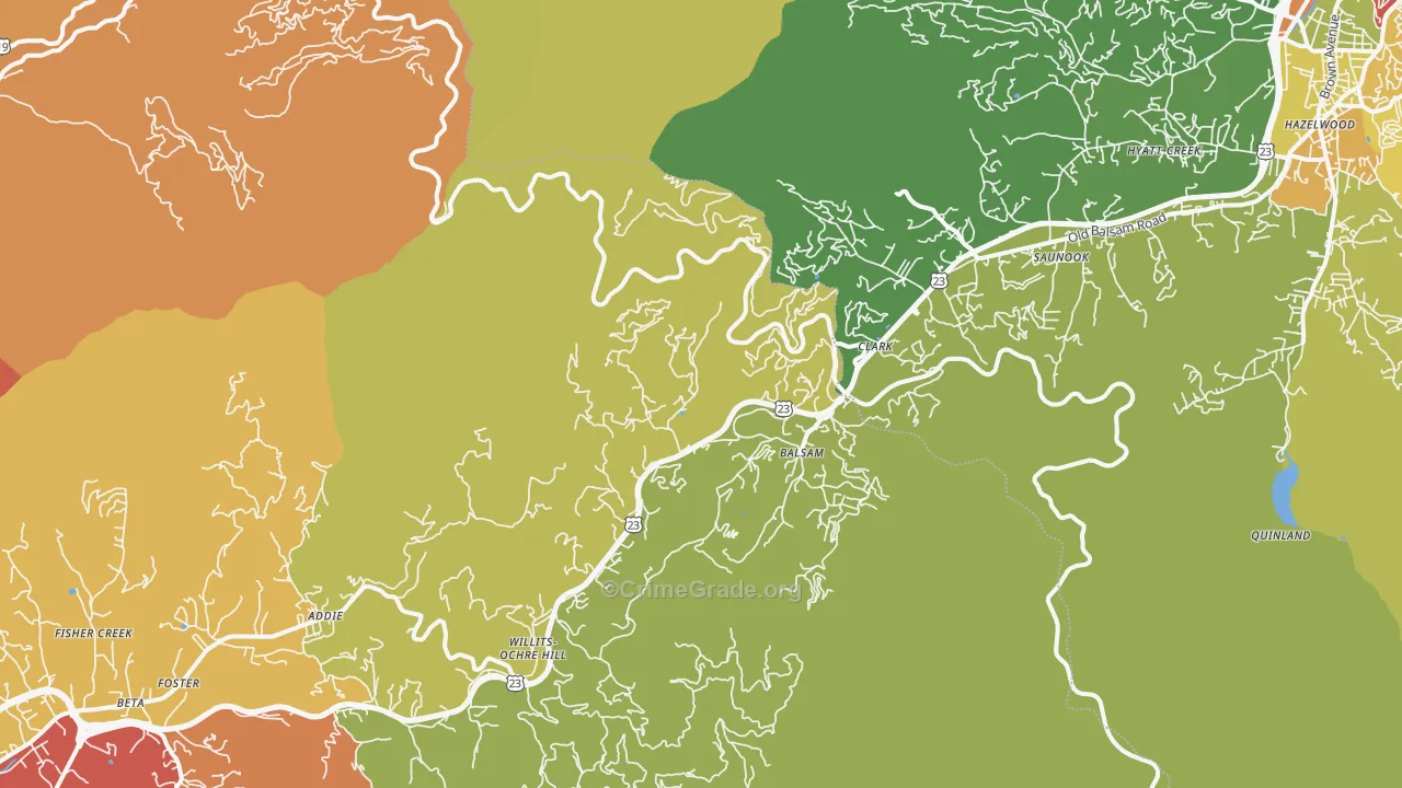 Balsam, NC Map of Vandalism Rates