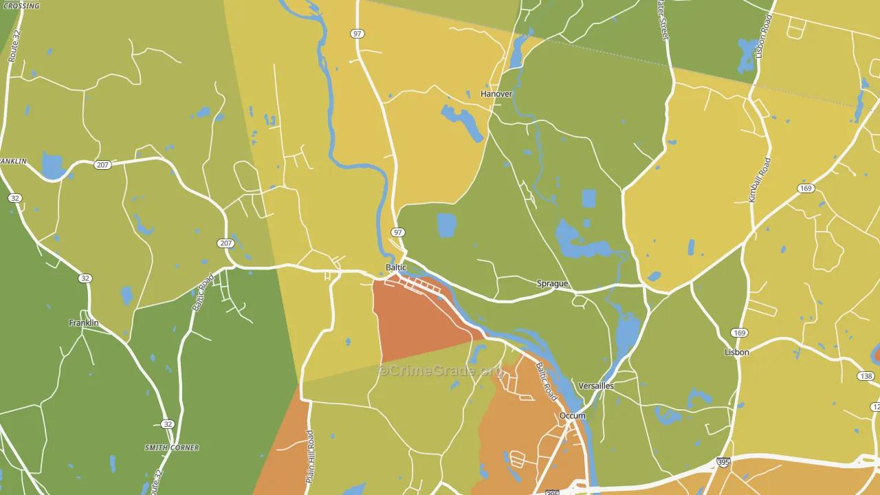 Baltic, CT Map of Vandalism Rates