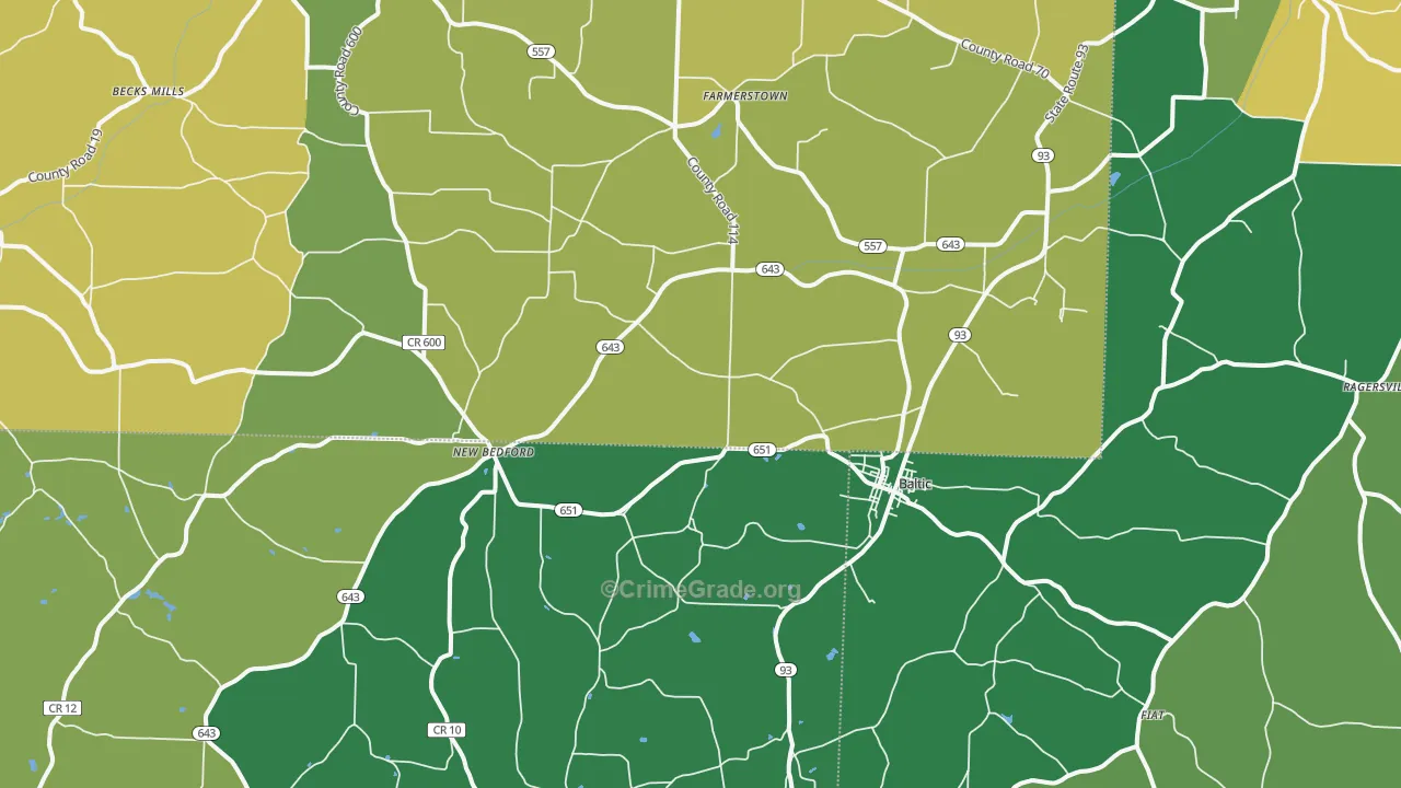 Baltic, OH Map of Vandalism Rates