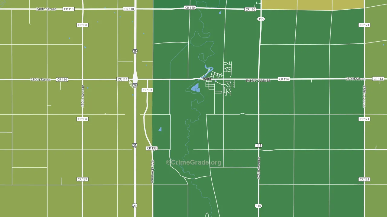 Baltic, SD Map of Vandalism Rates