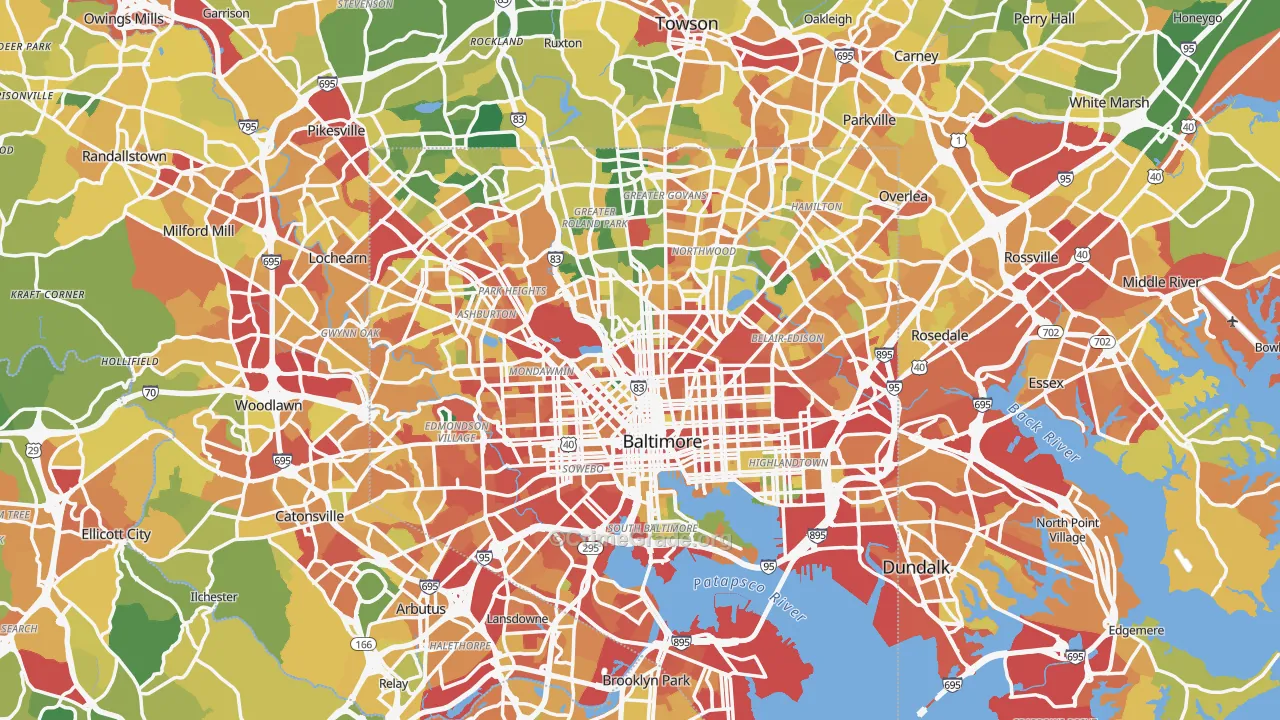 Baltimore, MD Map of Vandalism Rates