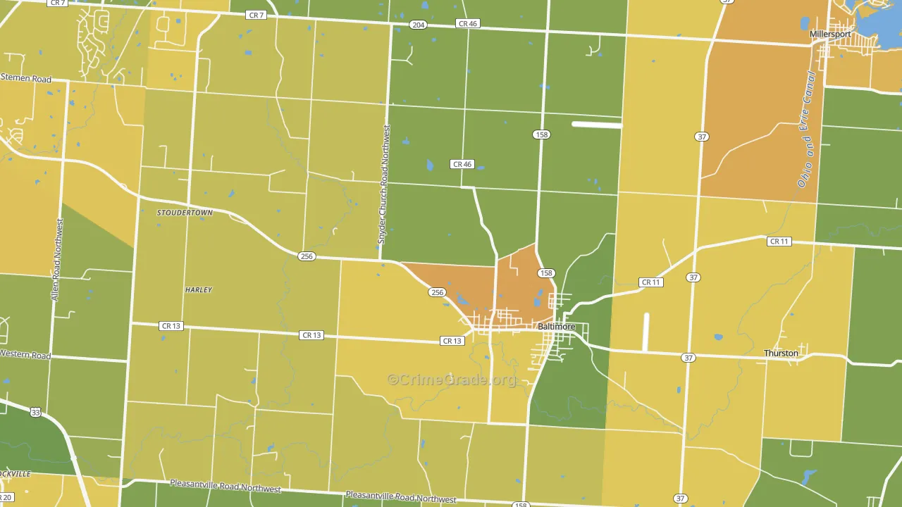 Baltimore, OH Map of Vandalism Rates