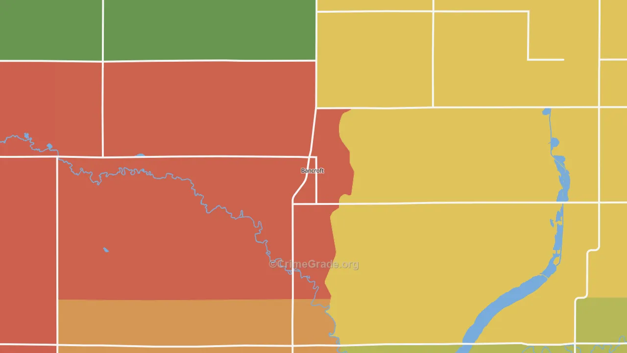Bancroft, IA Map of Vandalism Rates
