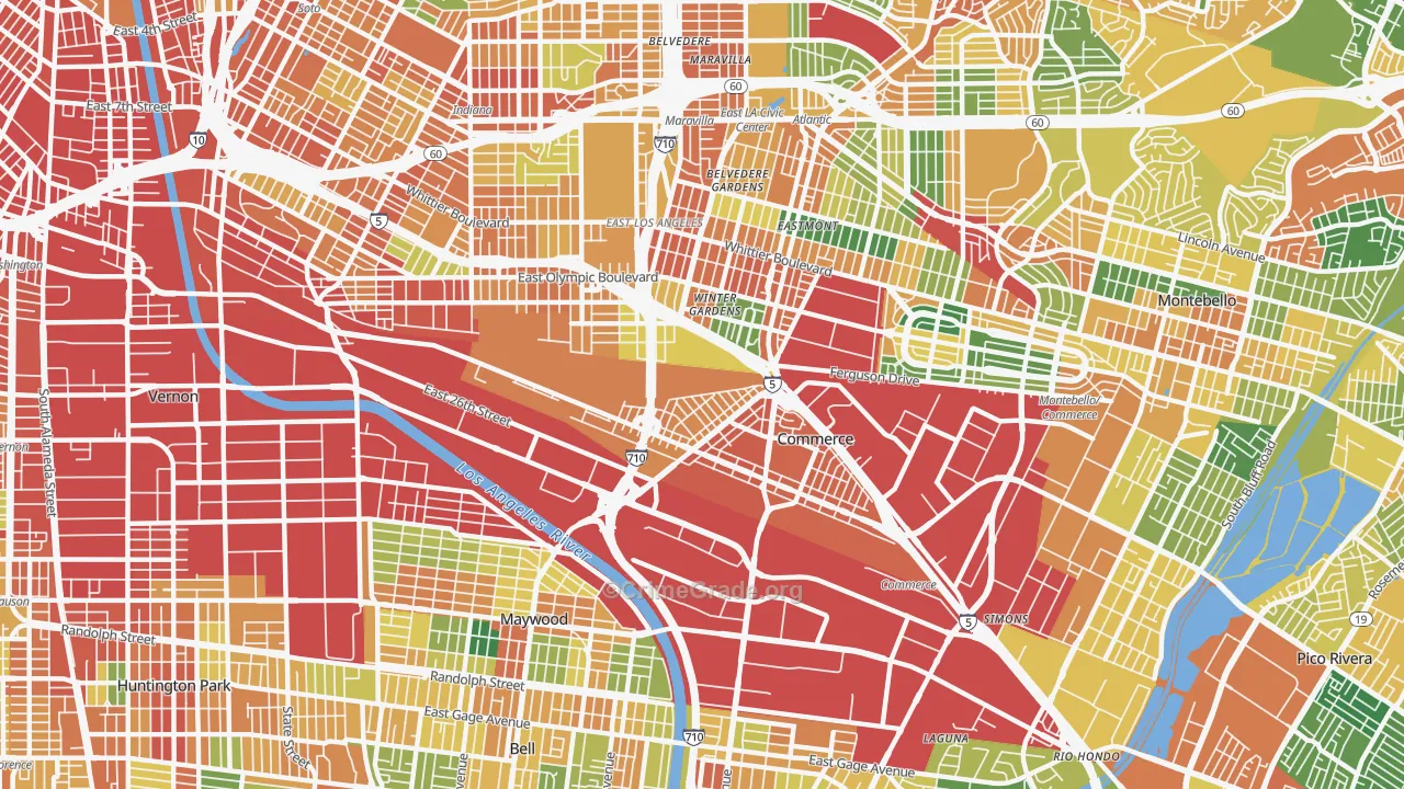 Bandini, Commerce, CA Map of Vandalism Rates