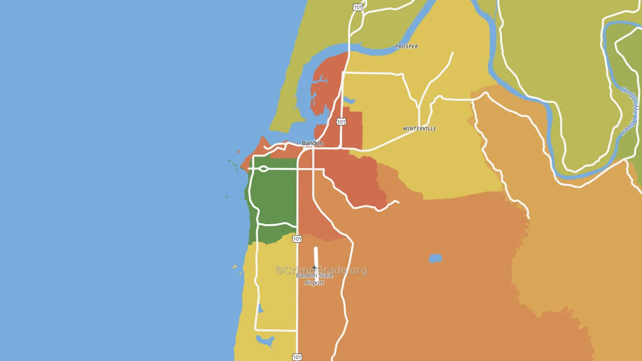 Bandon, OR Map of Vandalism Rates