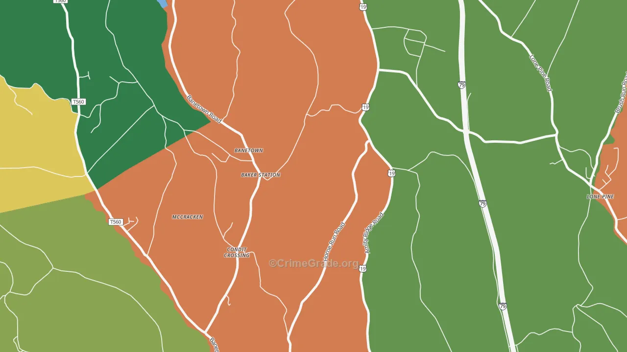 Banetown, PA Map of Vandalism Rates