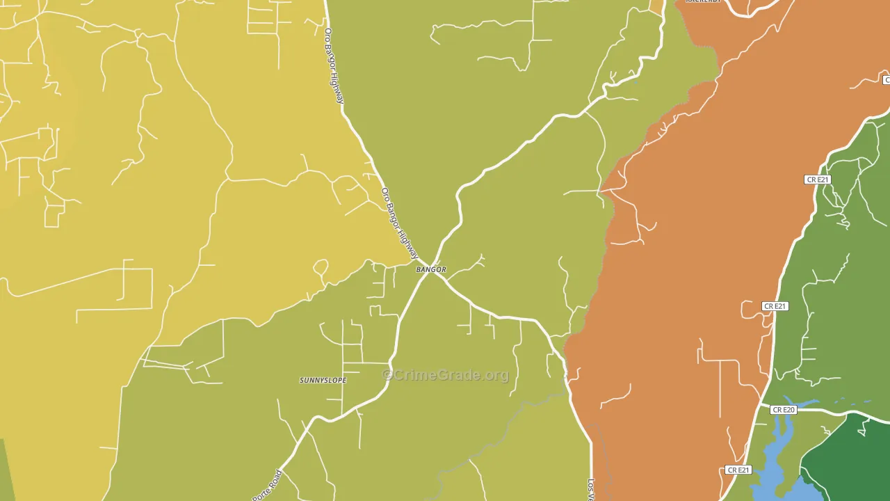 Bangor, CA Map of Vandalism Rates
