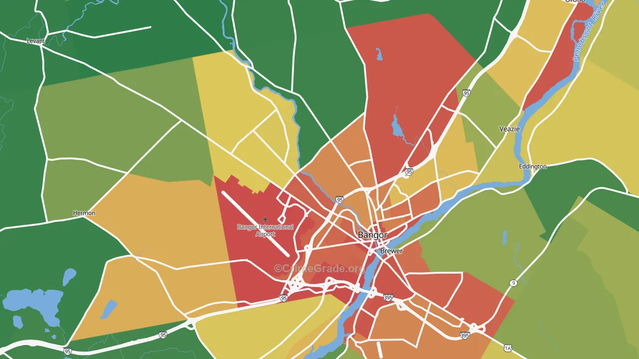 Bangor, ME Map of Vandalism Rates
