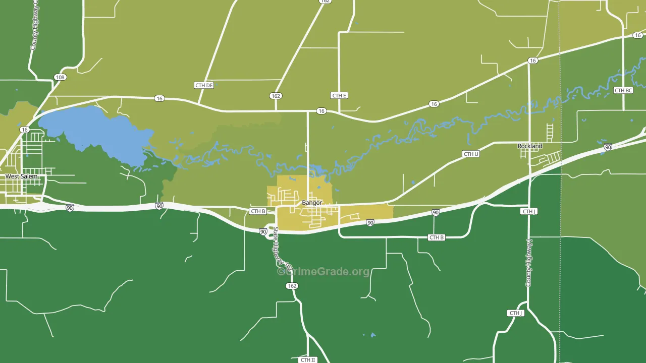 Bangor, WI Map of Vandalism Rates