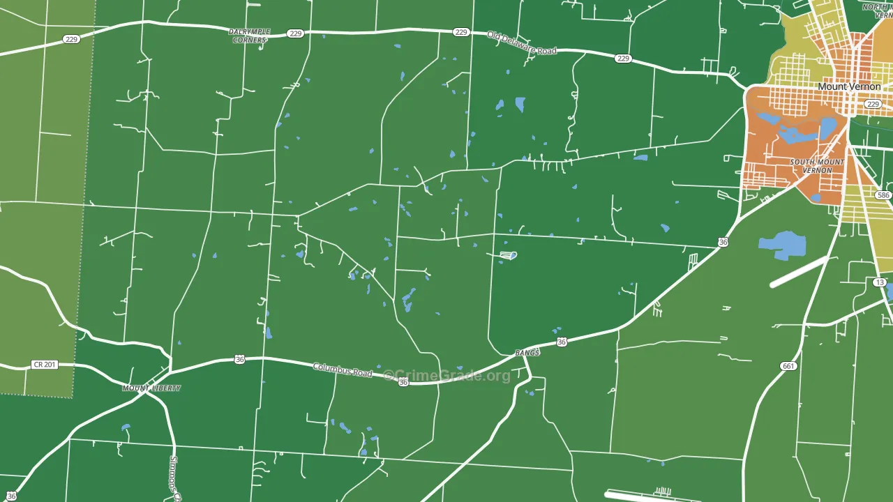 Bangs, OH Map of Vandalism Rates