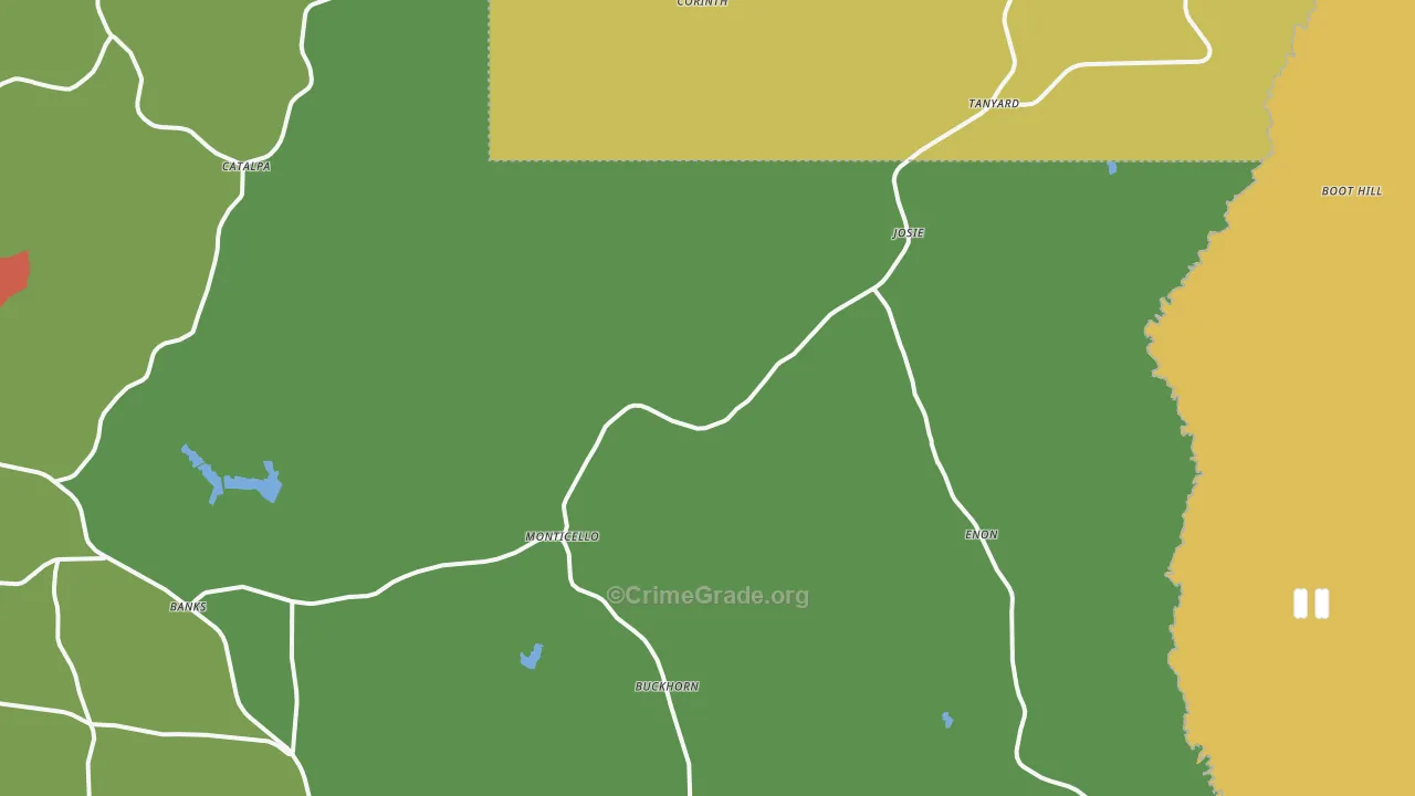Banks, AL Map of Vandalism Rates