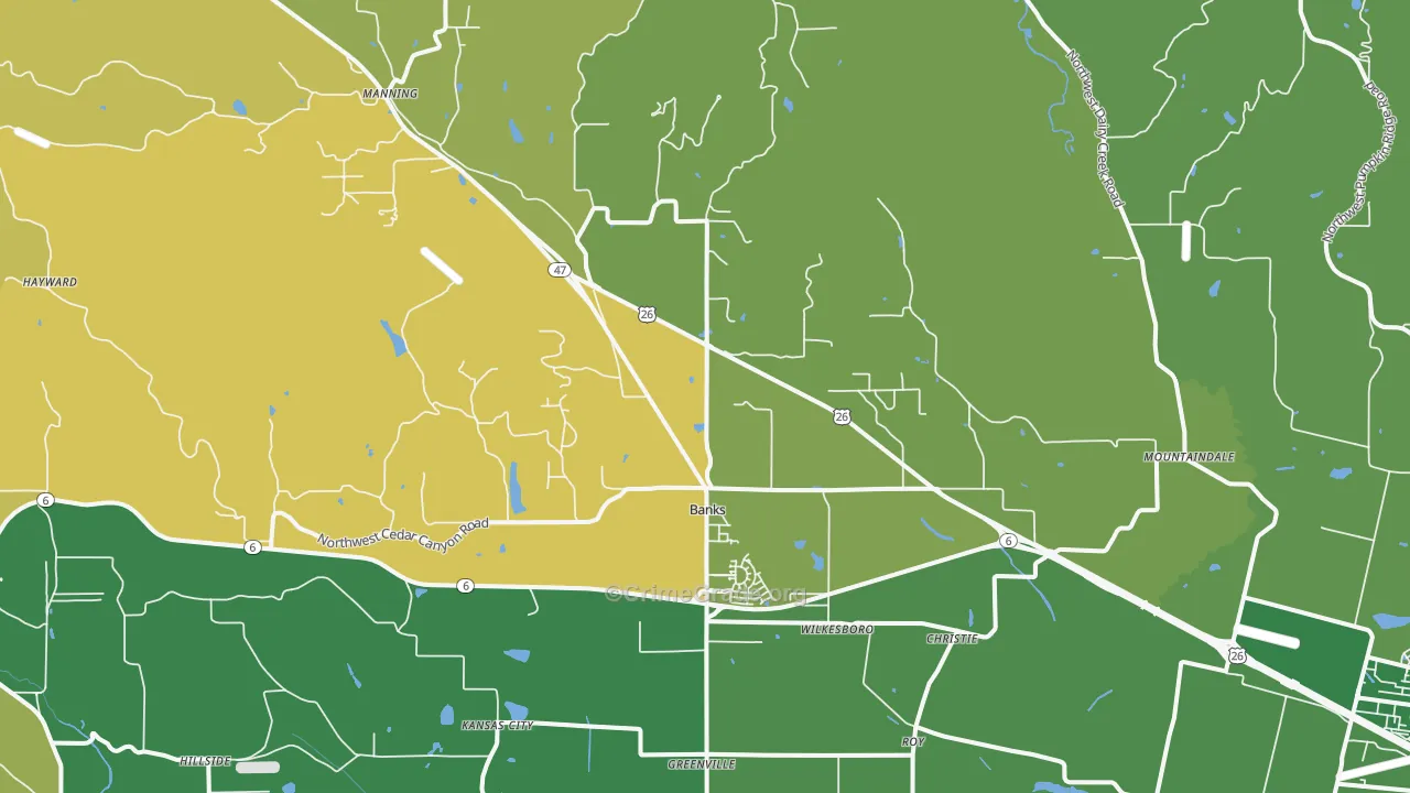Banks, OR Map of Vandalism Rates