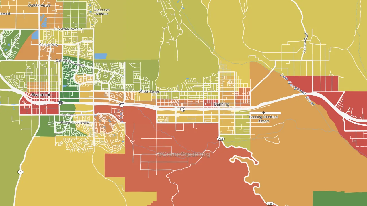 Banning, CA Map of Vandalism Rates