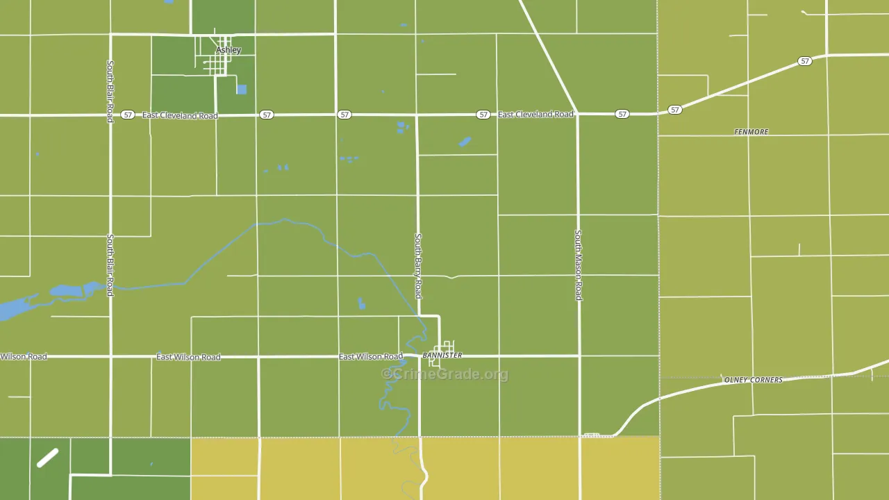 Bannister, MI Map of Vandalism Rates