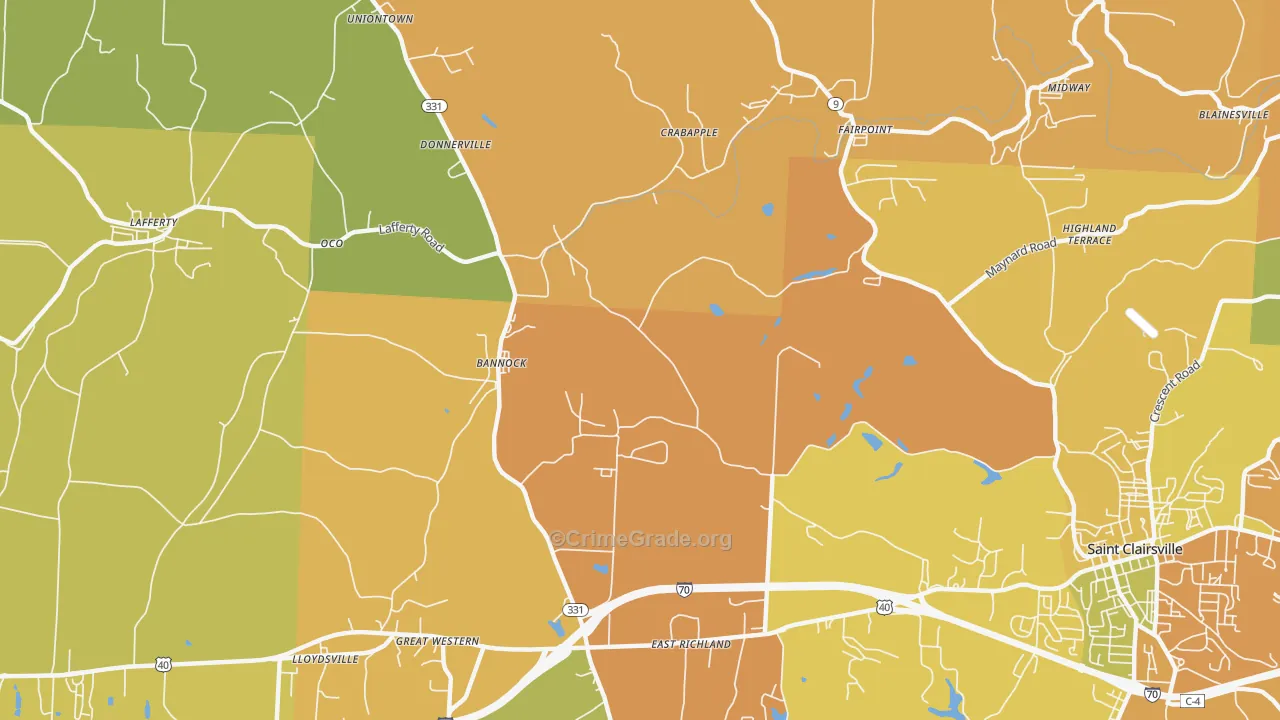 Bannock, OH Map of Vandalism Rates