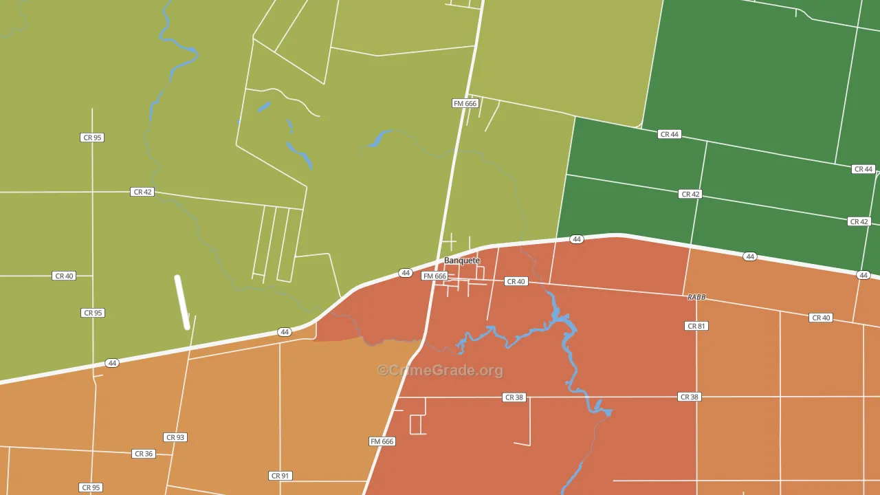 Banquete, TX Map of Vandalism Rates