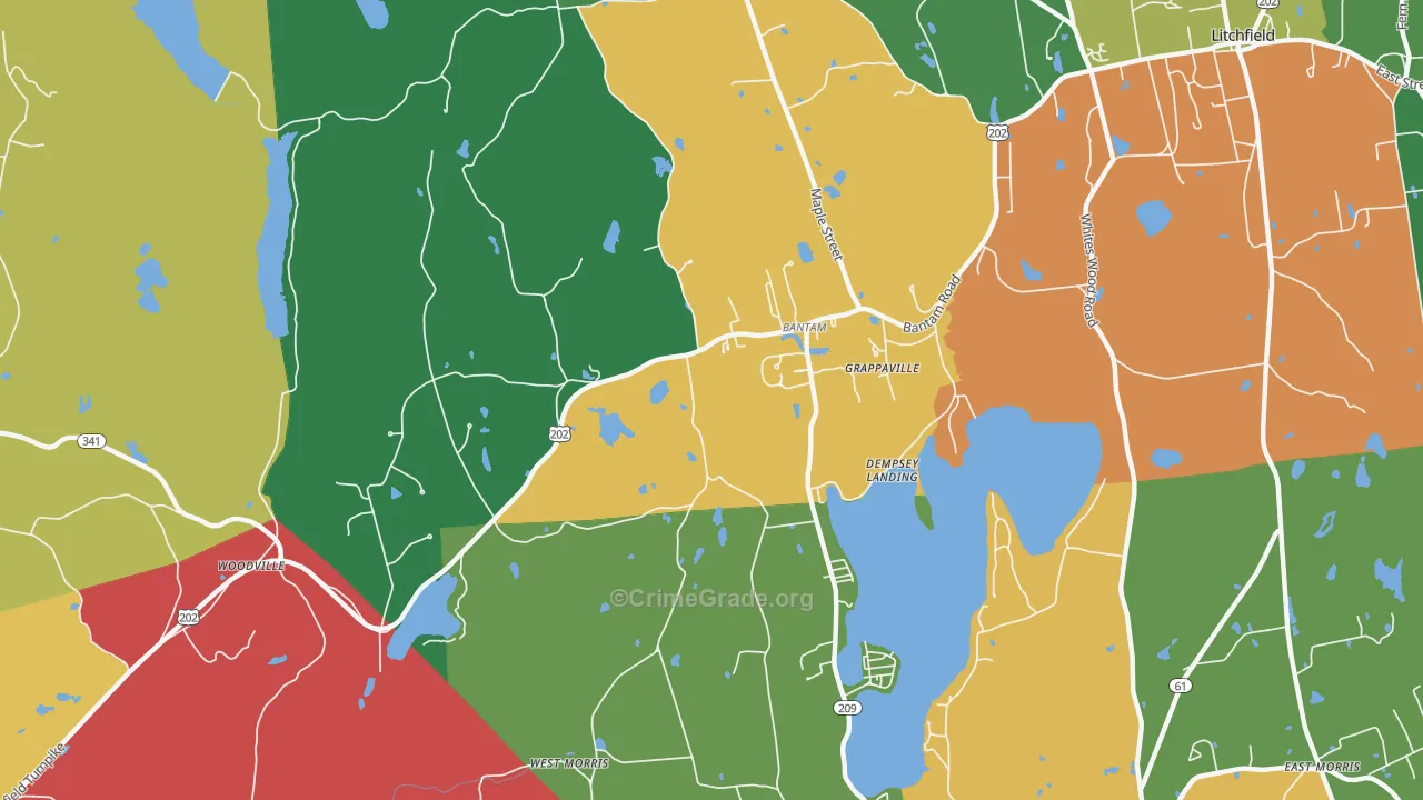 Bantam, CT Map of Vandalism Rates