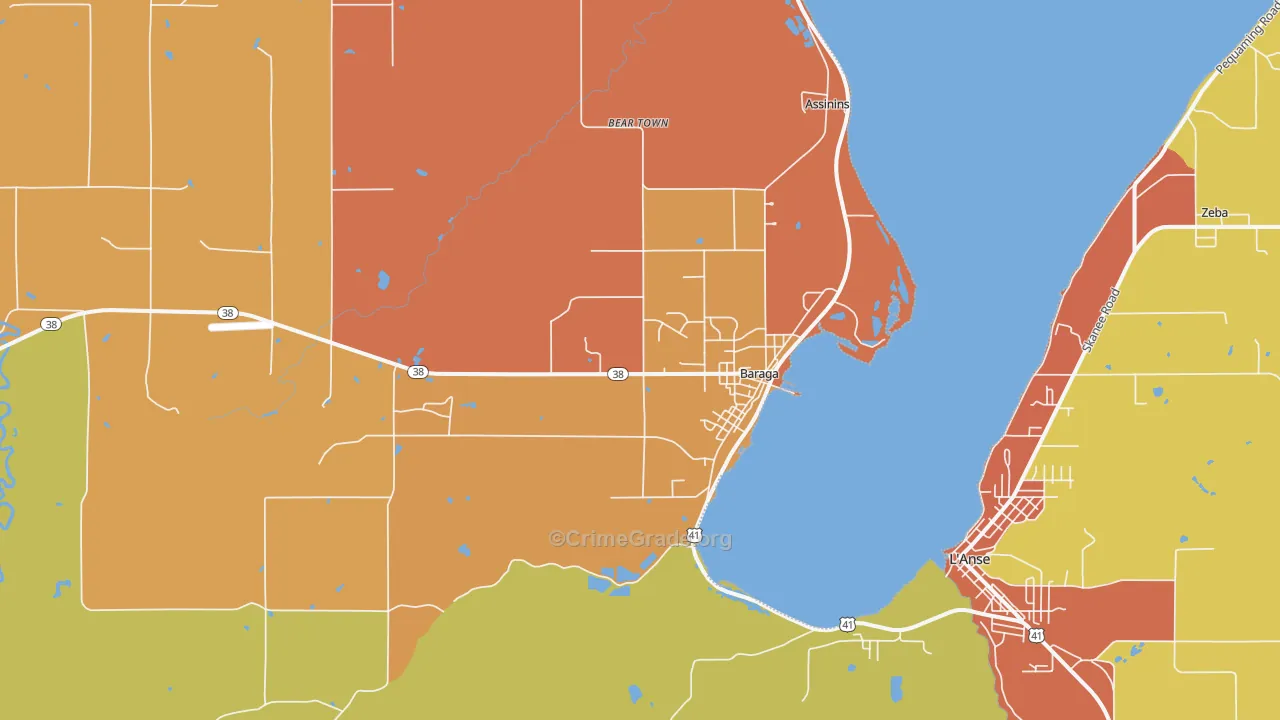 Baraga, MI Map of Vandalism Rates