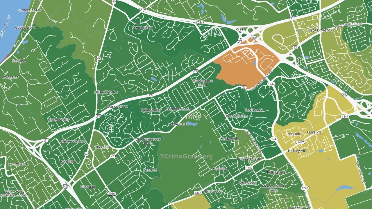 Barbourmeade, KY Map of Vandalism Rates