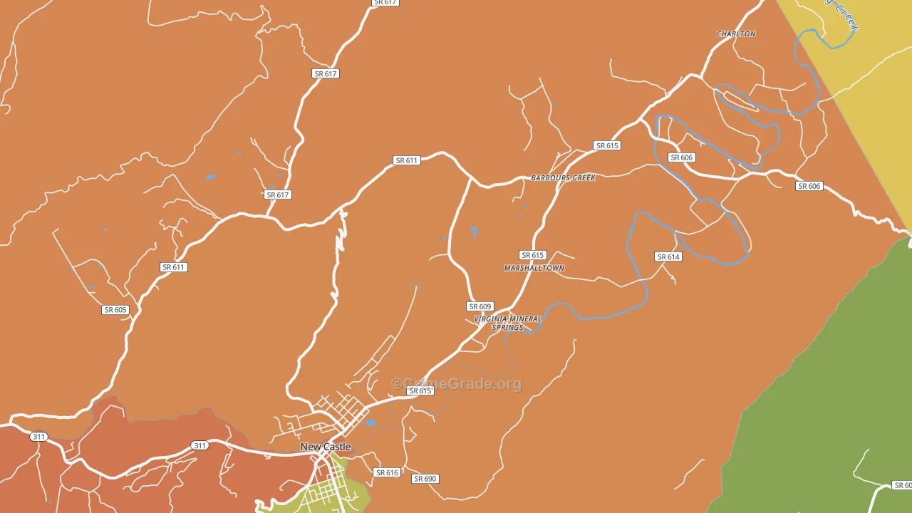 Barbours Creek, VA Map of Vandalism Rates