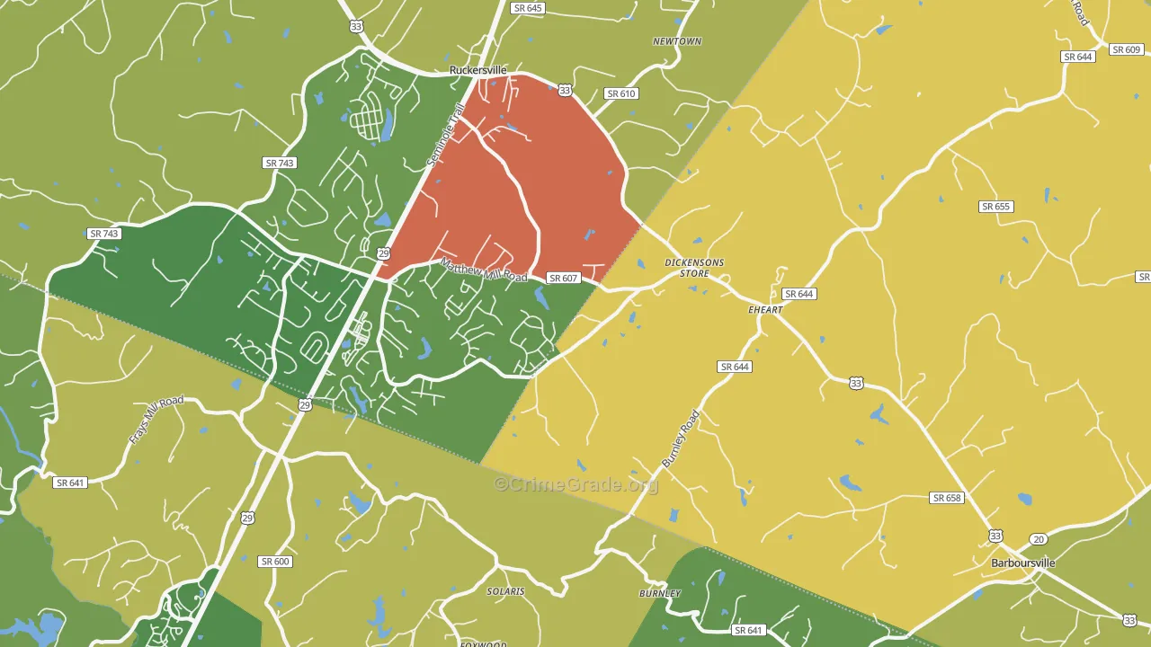 Barboursville, VA Map of Vandalism Rates