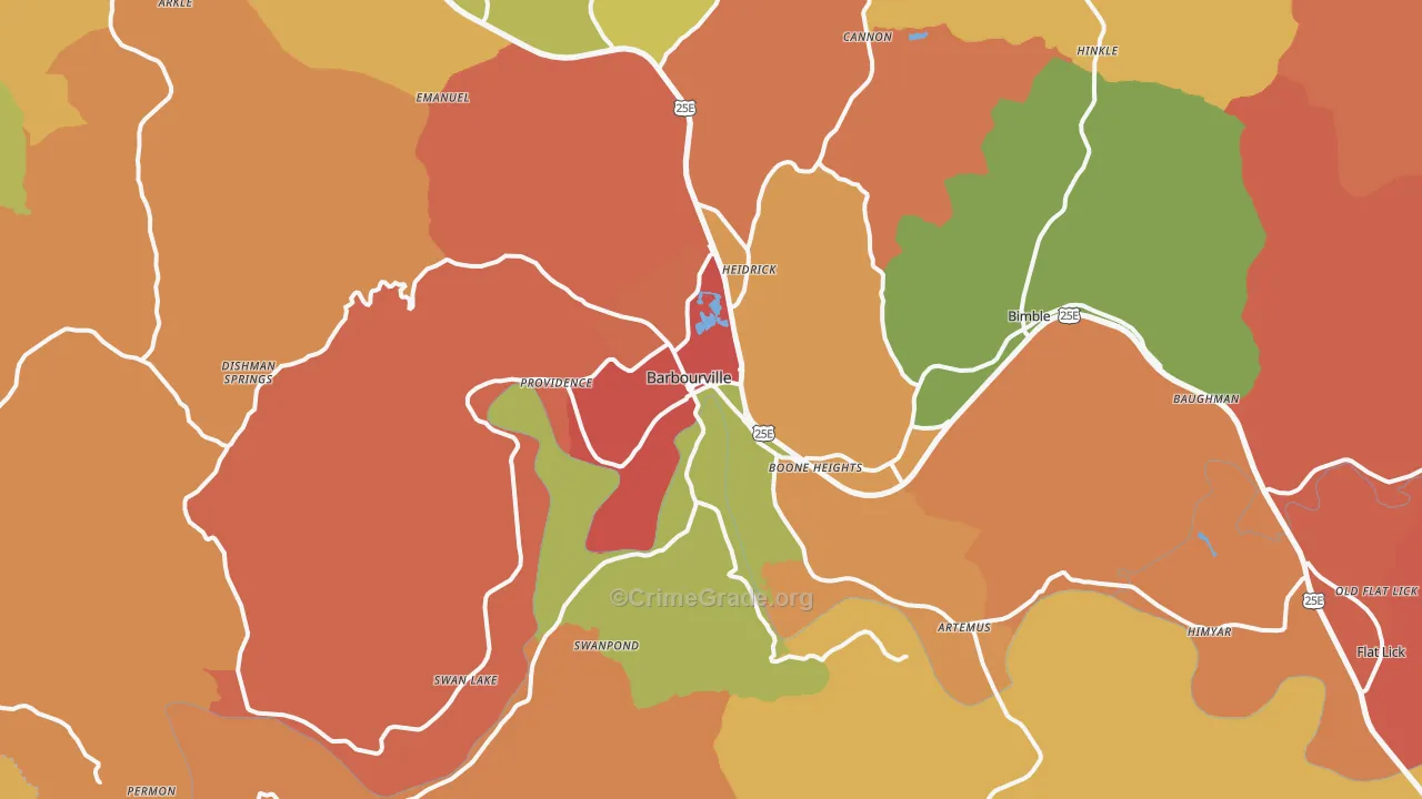 Barbourville, KY Map of Vandalism Rates