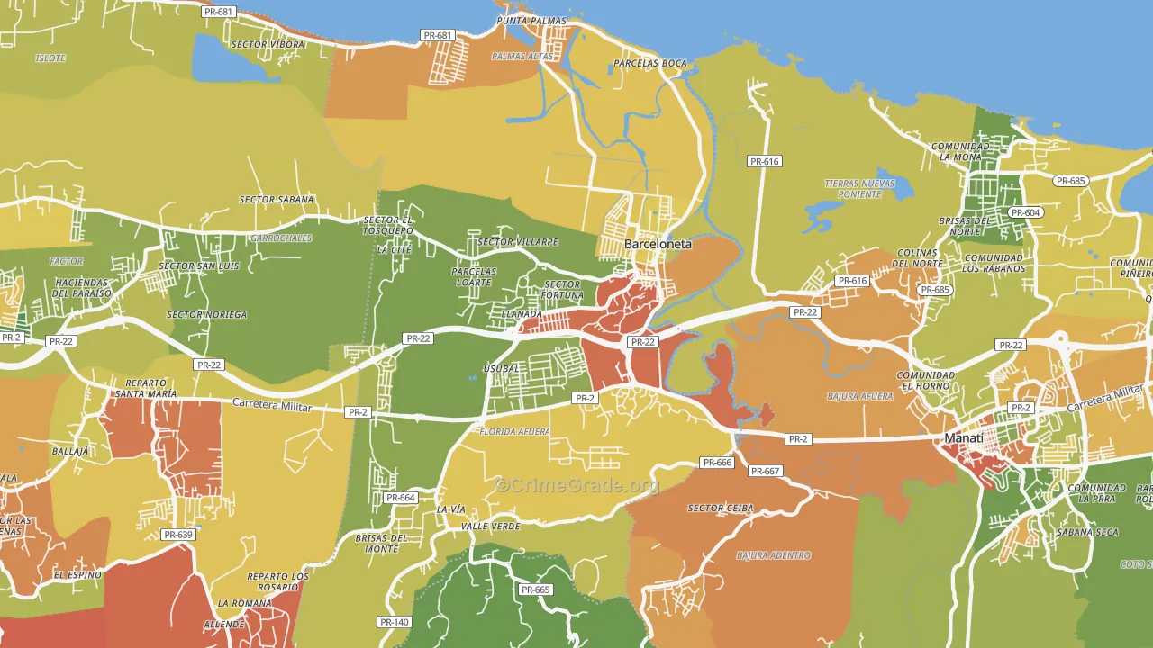 Barceloneta, PR Map of Vandalism Rates