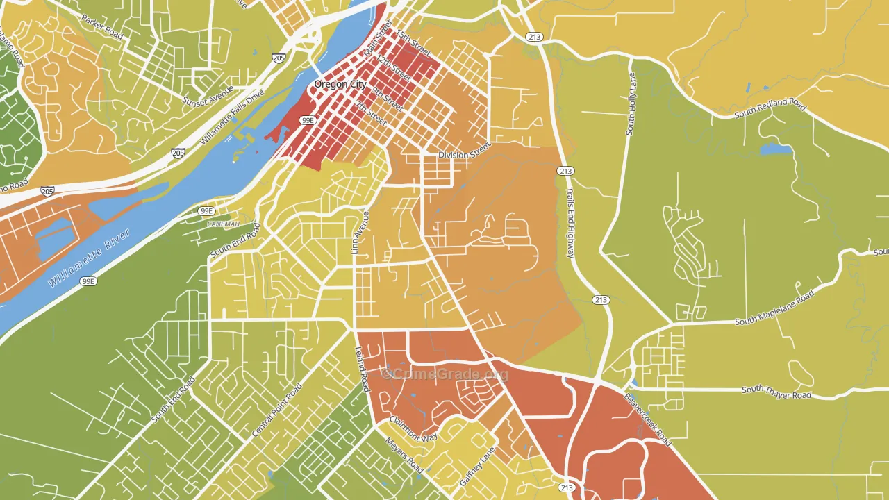 Barclay Hills, Oregon City, OR Map of Vandalism Rates