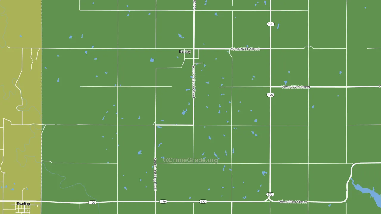 Barclay, KS Map of Vandalism Rates