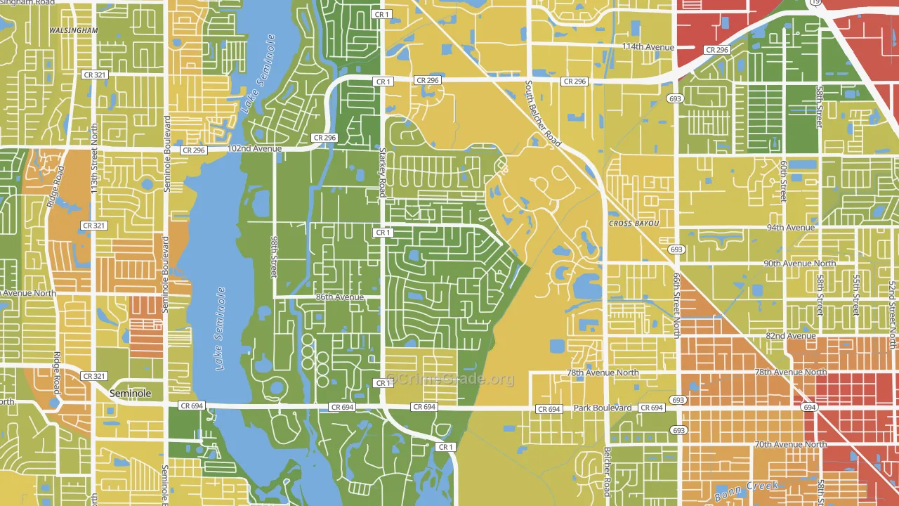 Bardmoor, FL Map of Vandalism Rates