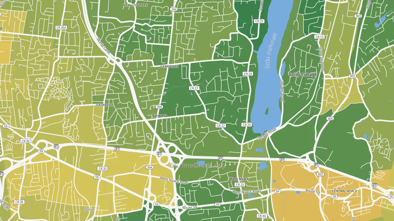 Bardonia, West Nyack, NY Map of Vandalism Rates