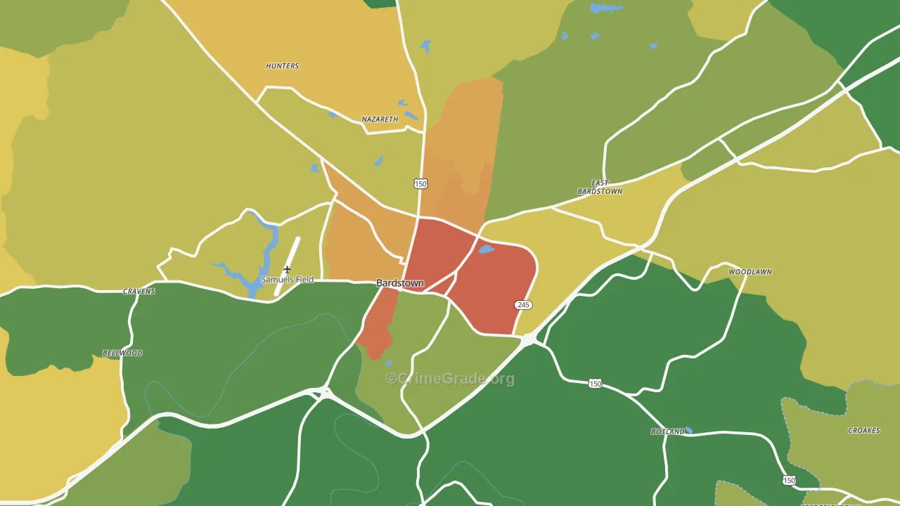 Bardstown, KY Map of Vandalism Rates