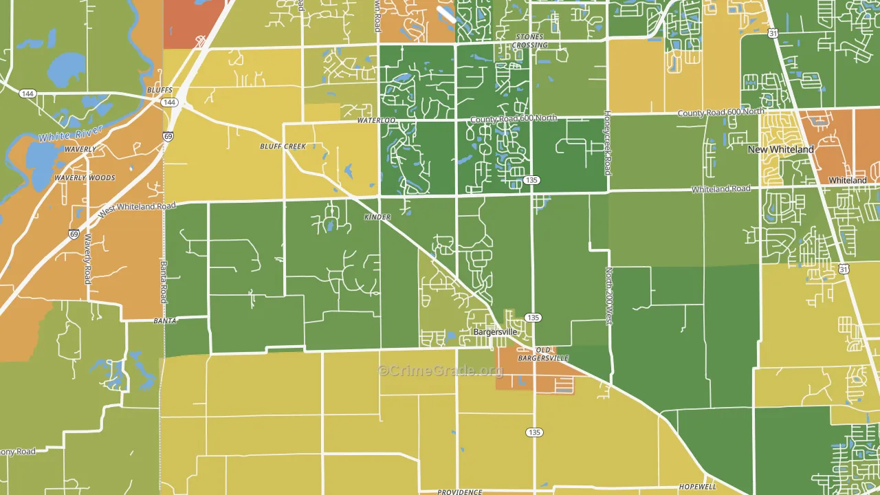 Bargersville, IN Map of Vandalism Rates