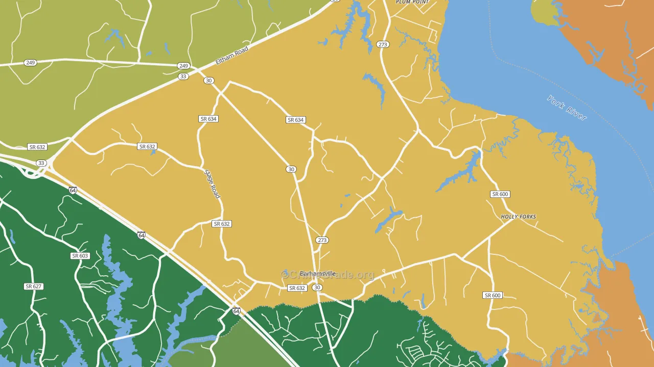 Barhamsville, VA Map of Vandalism Rates