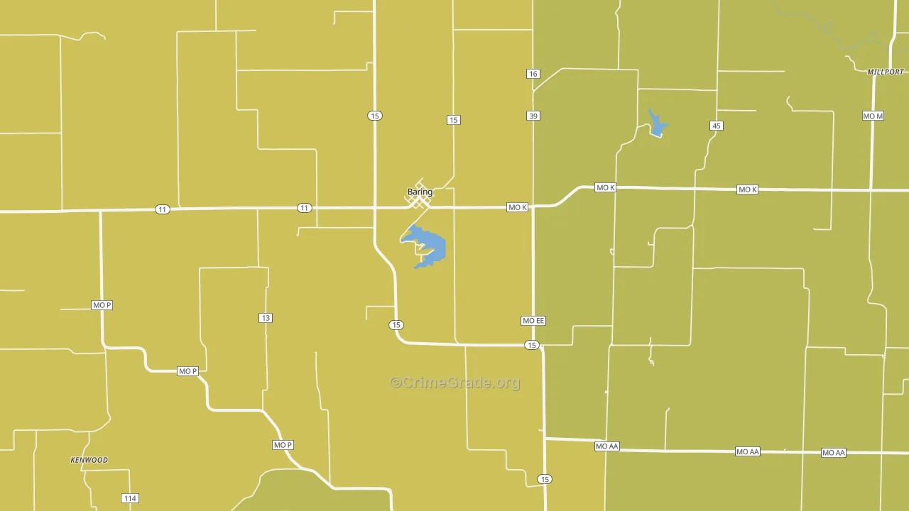Baring, MO Map of Vandalism Rates