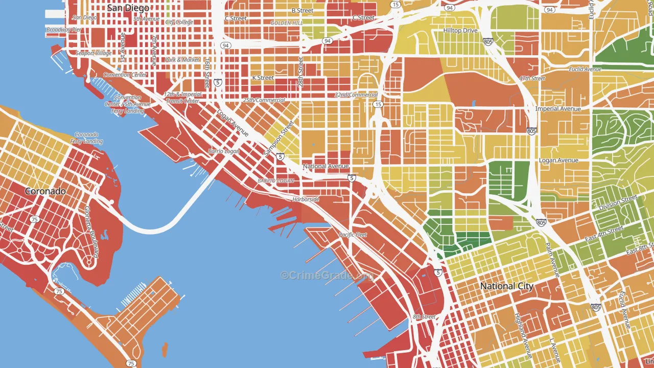 Bario Logan, San Diego, CA Map of Vandalism Rates